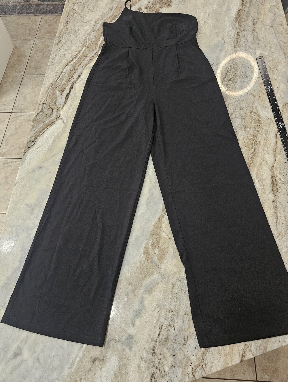 Pink Lily One Shoulder Black Wide Leg Jumpsuit Size Medium